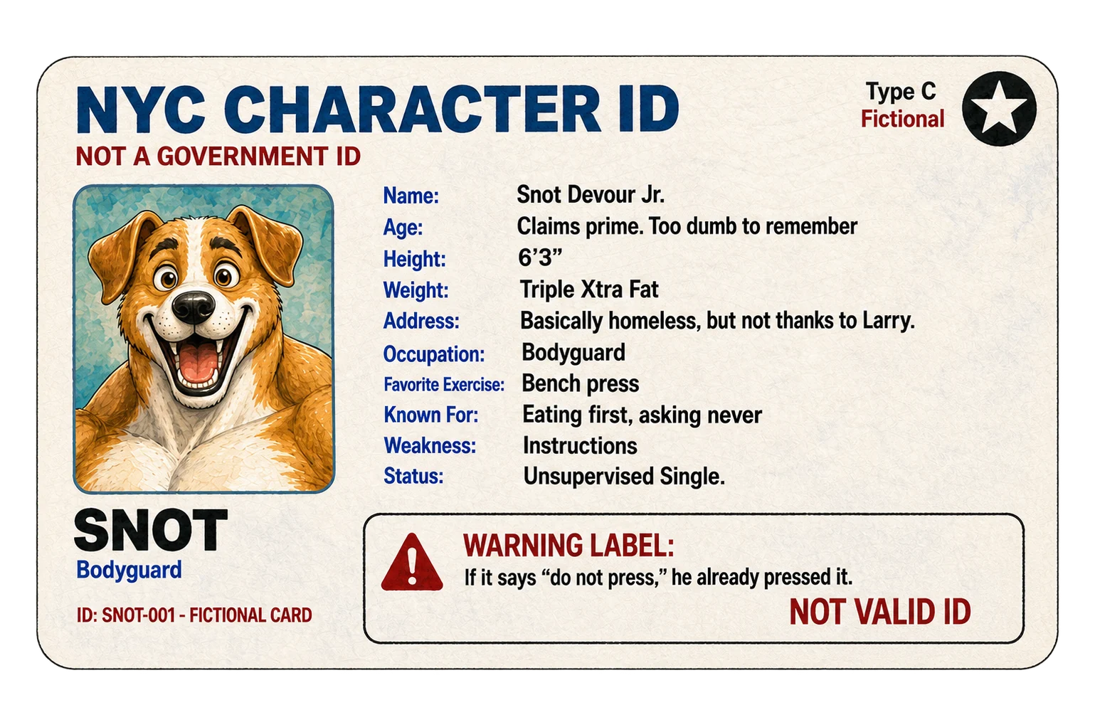 Snot NYC fictional character ID